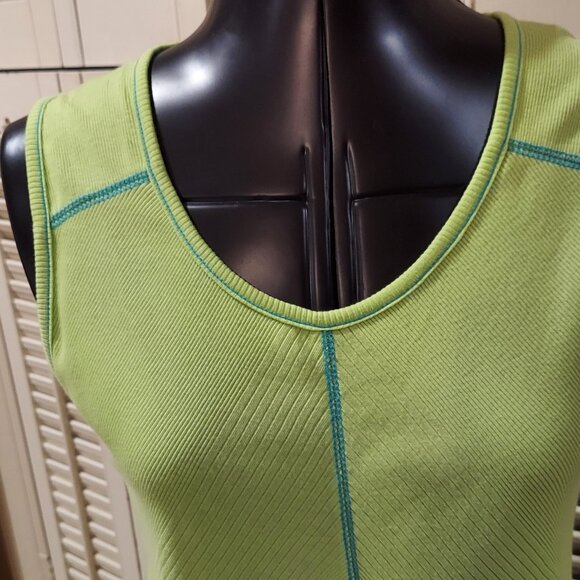 Lime Green & Turquoise Tank Top FDJ French Dressing Size M - Picture 2 of 5